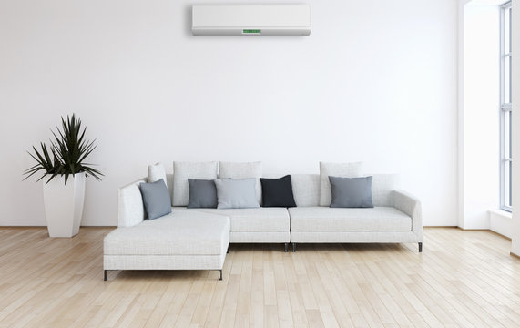 Living room with modern air conditioner