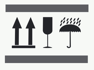 Black fragile symbol on cardboard