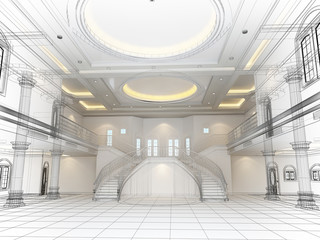 sketch design of interior hall