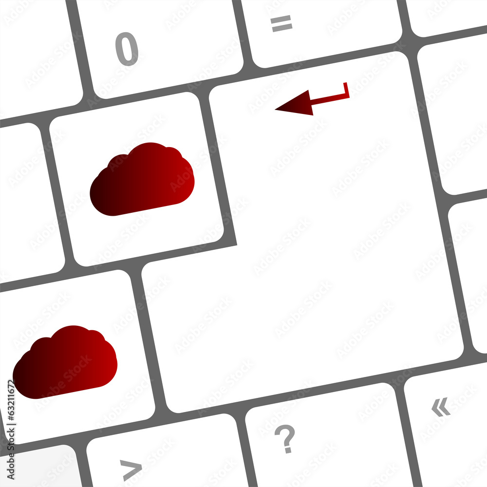 Poster cloud computing concept on computer keyboard