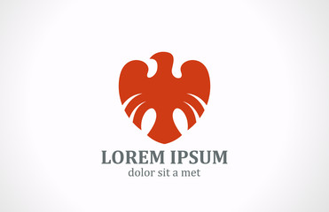 Bird silhouette abstract vector logo design. Heraldic emblem