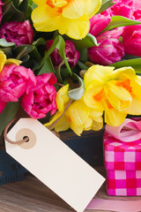spring flowers with blank tag