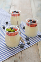 Panna cotta with fresh strawberry