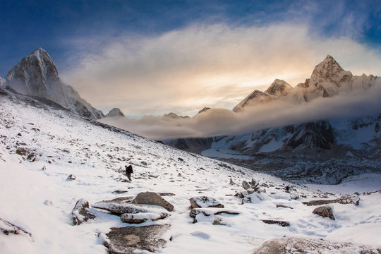 Morning view of Everest from Kala-Patthar, Nepal