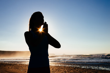 Fototapeta premium Yoga meditation and relax at beach