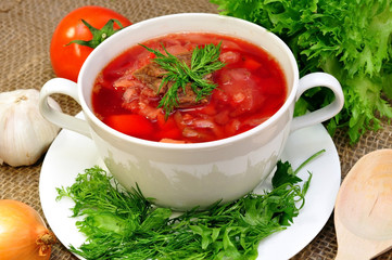 Traditional Russian-Ukrainian borscht soup