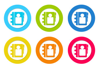 Colorful rounded icons with notepad symbol