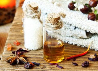 Obraz na płótnie Canvas Essential Oils Aromatherapy.Spa Setting