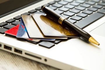 Credit card over a keyboard