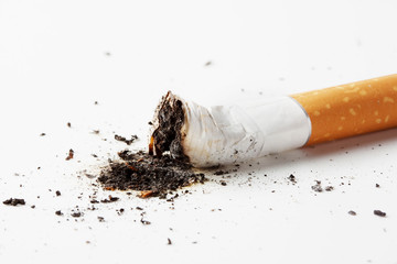 Extinguished cigarette with ash