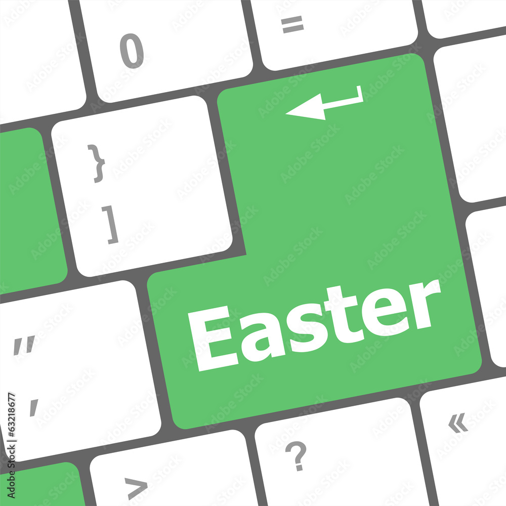 Fototapete easter text button on computer keyboard keys