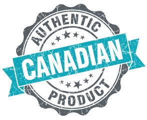 Canadian product blue grunge retro style isolated seal