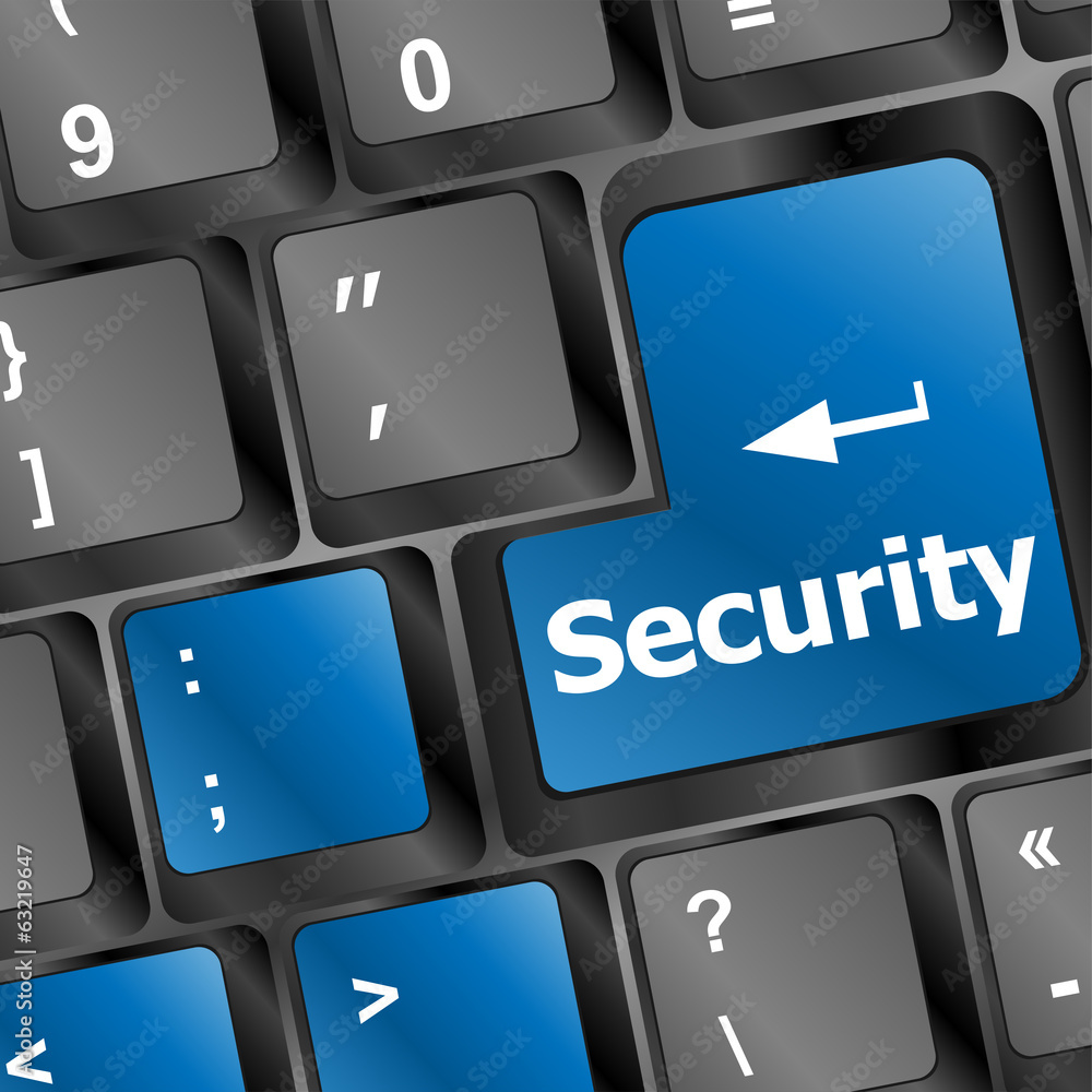 Poster security button on the keyboard key