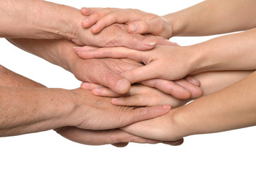 hands on white background