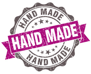 Hand made violet grunge retro style isolated seal