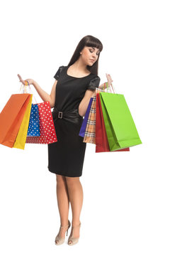 Shopping Concept: Brunette Caucasian Woman