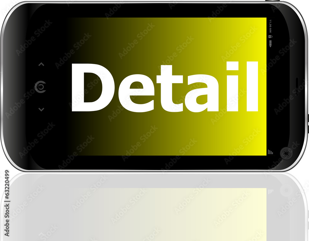 Poster smartphone with text detail on display. mobile smart phone