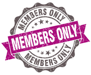 Members only violet grunge retro style isolated seal