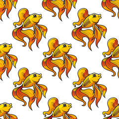 Seamless pattern of ornamental goldfish
