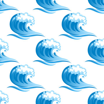 Blue ocean waves seamless pattern