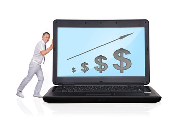 laptop with business chart