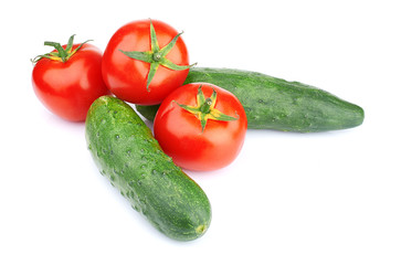 Ripe vegetables isolated on white background