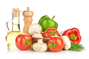 Fresh vegetables and mushrooms