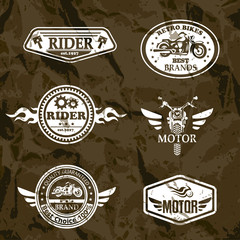 motorcycle vintage labels, set of emblems