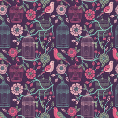 Birdcages seamless pattern - 63223843