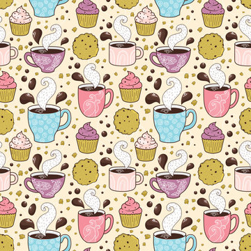 Fototapeta Coffee seamless pattern