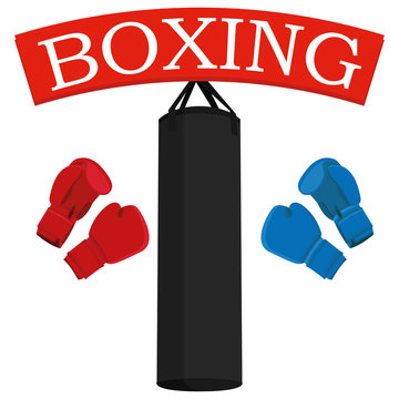 Punching Bags And Boxing Gloves Illustration Isolated On White