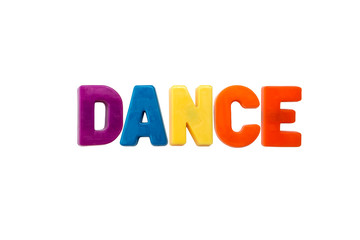 Letter magnets DANCE isolated on white