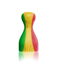 Wooden pawn with a painting of a flag