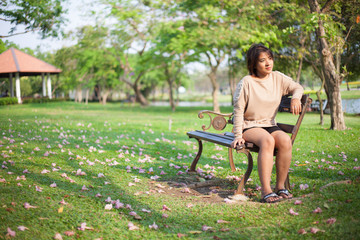 Woman sitting on bench