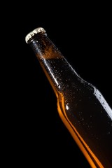 bottle of fresh beer with drops,with space for text