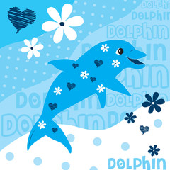 cute blue dolphin vector illustration