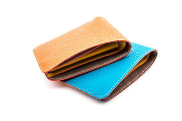 Leather wallet isolated white background