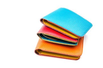 Leather wallet isolated white background