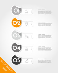 orange rounded flat stickers with ribbons