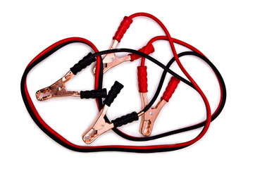 Car battery jumpers isolated on white