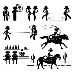 Fototapeta na wymiar Cowboy Wild West Duel Bar Horse