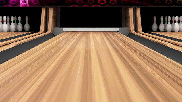 Animation of Bowling Strike. Bowling Ball crashing into the Pins