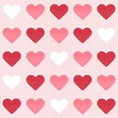 Seamless pattern with cute red and white hearts on a pink