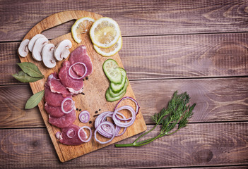 Sliced ​​raw meat pork
