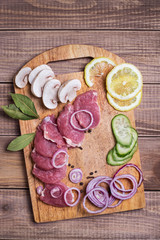 Sliced ​​raw meat pork