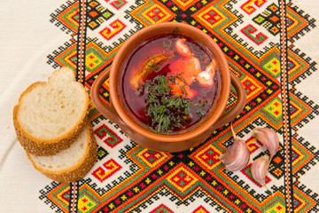Ukrainian soup and bread