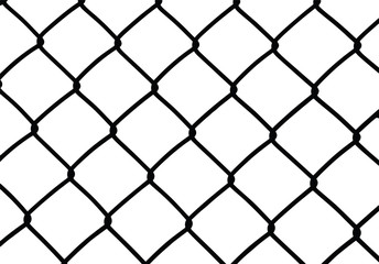 Silhouette of wired fence isolated on white, vector