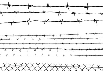 silhouette of the barbed wire isolated on white, vector - 63232299