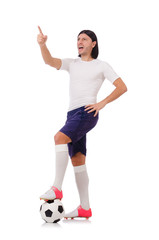 Fototapeta premium Young soccer football player on white