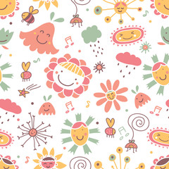 Cute seamless pattern with flowers.